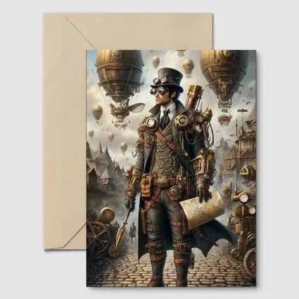 Steampunk Explorer Airships Fantasy City Art
