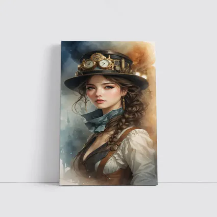 Steampunk Girl Portrait Fantasy Watercolor Art