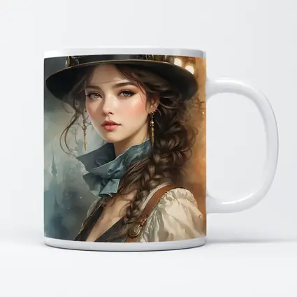 Steampunk Girl Portrait Fantasy Watercolor Art