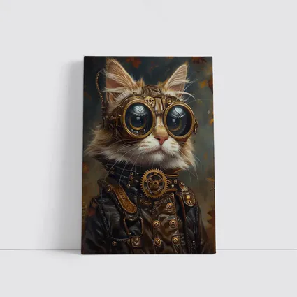 Steampunk Cat Portrait Autumn Fantasy Art