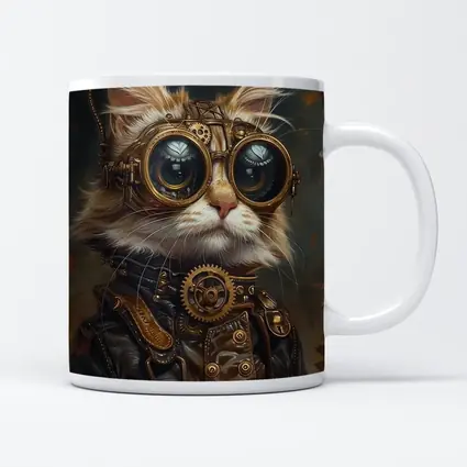 Steampunk Cat Portrait Autumn Fantasy Art