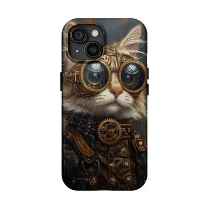 Steampunk Cat Portrait Autumn Fantasy Art