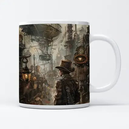 Steampunk Explorer Airships Industrial City Art