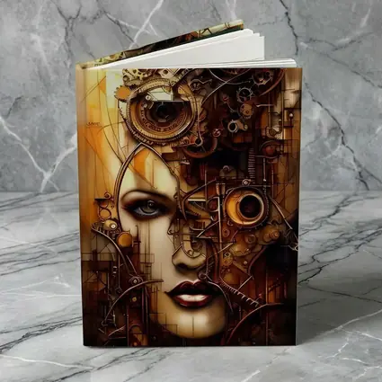 Steampunk Woman Face Gears Mechanical Art