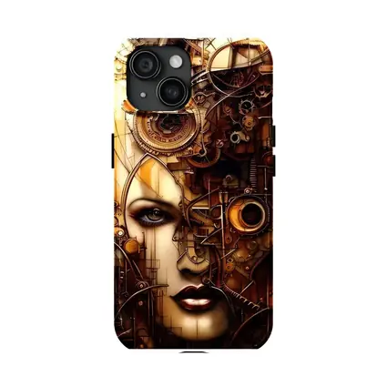 Steampunk Woman Face Gears Mechanical Art