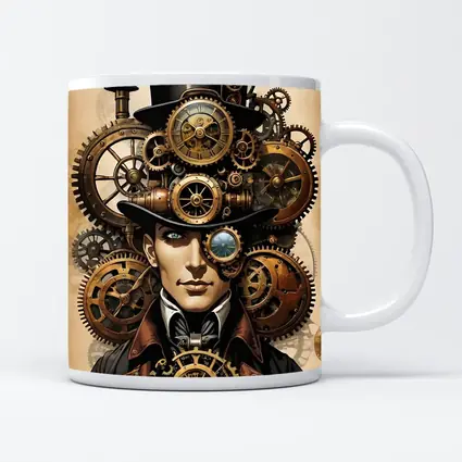 Steampunk Gentleman Portrait With Brass Gears