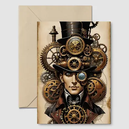 Steampunk Gentleman Portrait With Brass Gears
