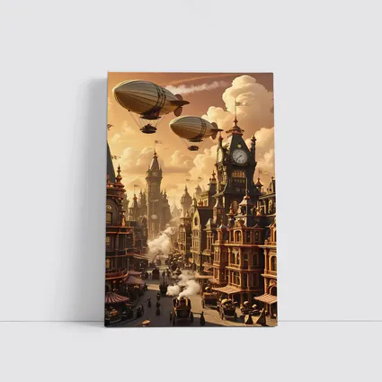 Steampunk City Airships Victorian Architecture Art