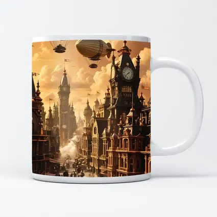 Steampunk City Airships Victorian Architecture Art