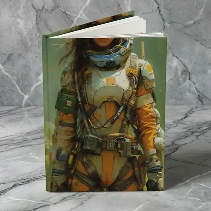 Female Astronaut Space Suit Green Background Art