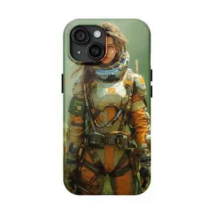 Female Astronaut Space Suit Green Background Art