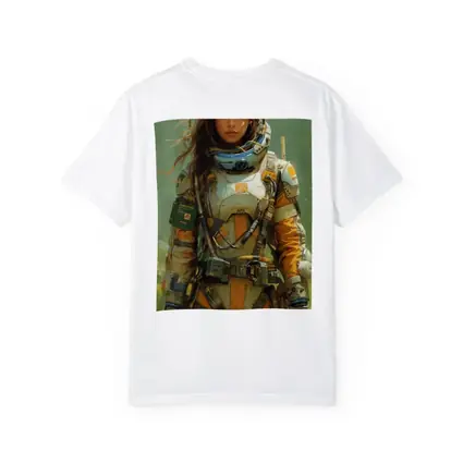 Female Astronaut Space Suit Green Background Art