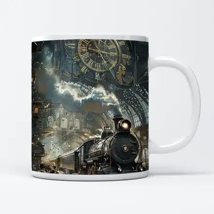 Steampunk Steam Train Giant Clock Station