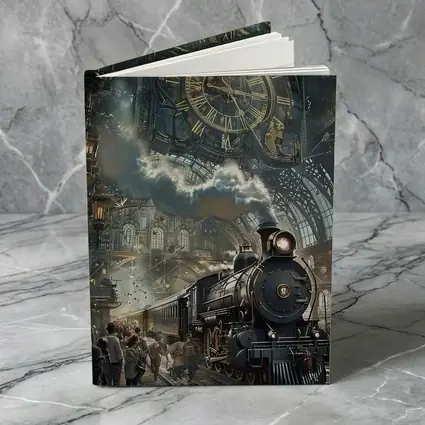 Steampunk Steam Train Giant Clock Station