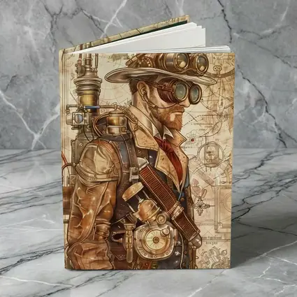 Steampunk Man With Goggles Blueprint Background