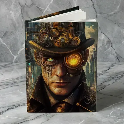 Steampunk Man With Gears Industrial City