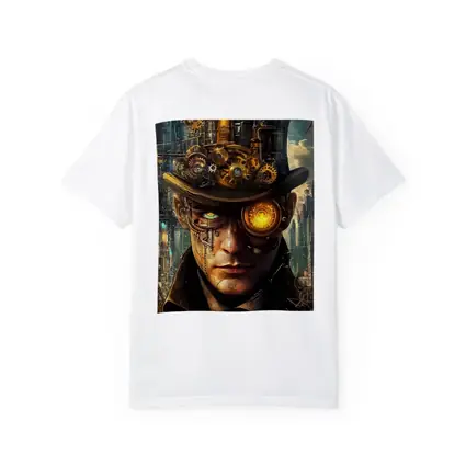 Steampunk Man With Gears Industrial City