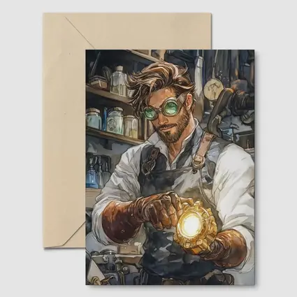 Steampunk Mechanic Watercolor Art Workshop Scene