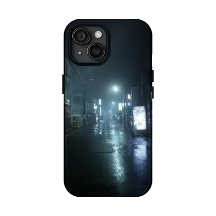 Rainy Japanese City Street At Night
