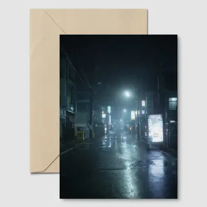 Rainy Japanese City Street At Night