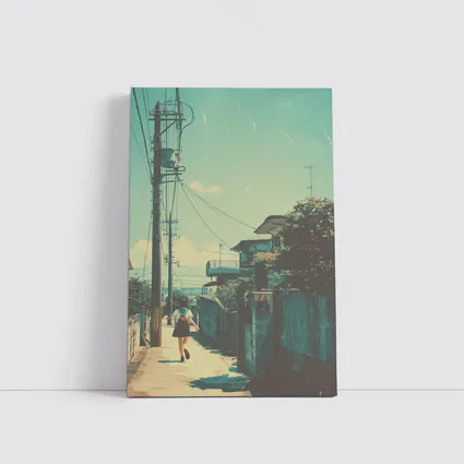 Anime Girl Walking Japanese Suburban Street