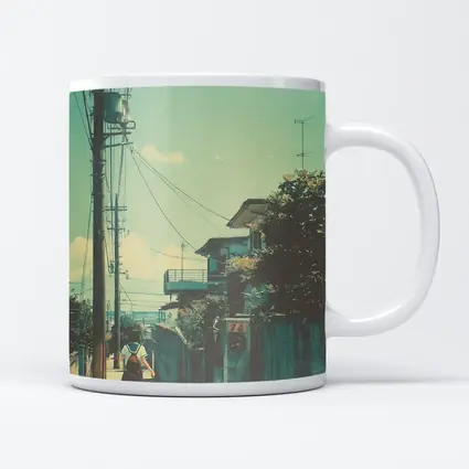 Anime Girl Walking Japanese Suburban Street