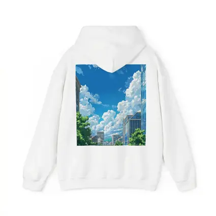 Anime City Street Blue Sky Clouds