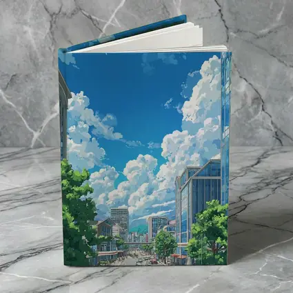 Anime City Street Blue Sky Clouds