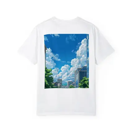 Anime City Street Blue Sky Clouds