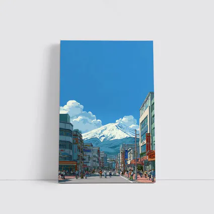 Mount Fuji Anime Style Japan City Street