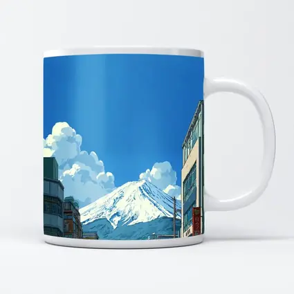 Mount Fuji Anime Style Japan City Street