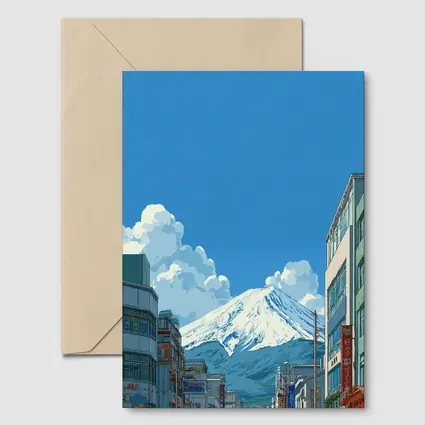 Mount Fuji Anime Style Japan City Street