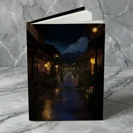 Rainy Japanese Street Night Mount Fuji