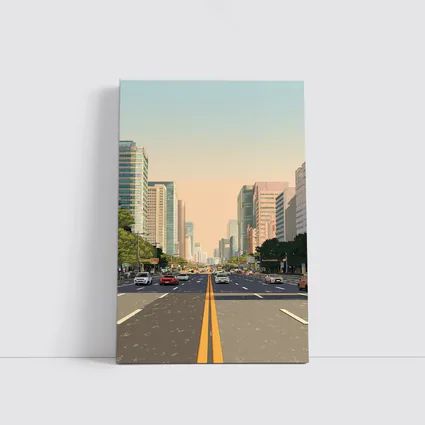 Wide City Boulevard Illustration Minimal Art