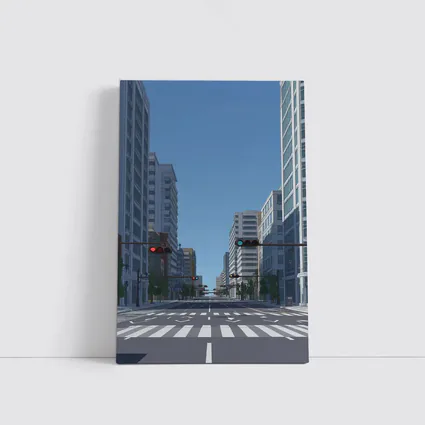 Empty City Street Low Poly Art Style