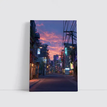 Anime City Street Neon Sunset Glow