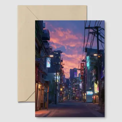Anime City Street Neon Sunset Glow