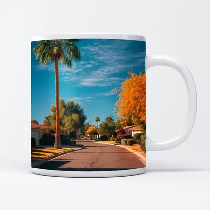 Palm Tree Suburban Street Blue Sky