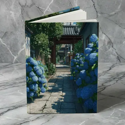 Blue Hydrangeas Japanese Alley Anime Style