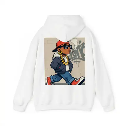 Hip Hop Cartoon Character Walking Graffiti Wall