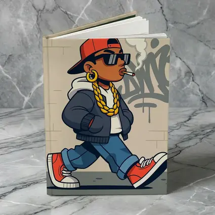 Hip Hop Cartoon Character Walking Graffiti Wall
