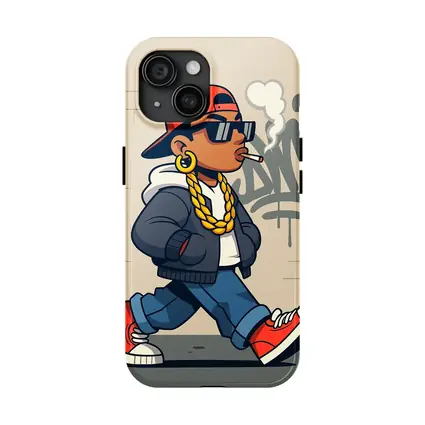 Hip Hop Cartoon Character Walking Graffiti Wall