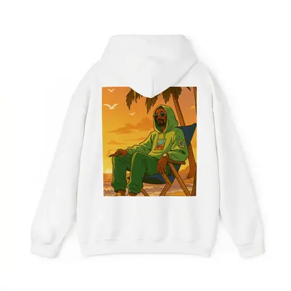 Relaxed Man Chilling Beach Sunset Cartoon