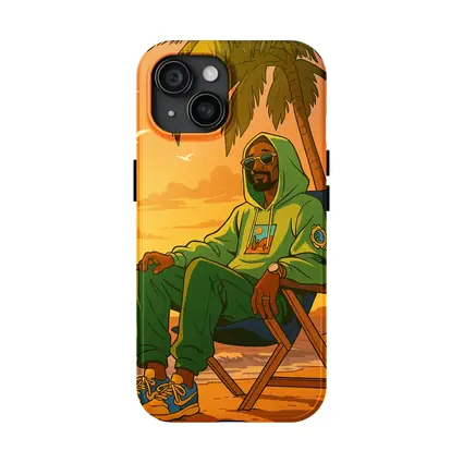 Relaxed Man Chilling Beach Sunset Cartoon