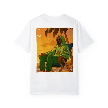 Relaxed Man Chilling Beach Sunset Cartoon