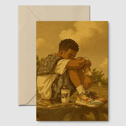 Young Man Sitting On Car Rooftop Illustration