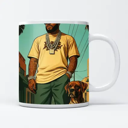 Tattooed Man Boxer Dog Urban Street