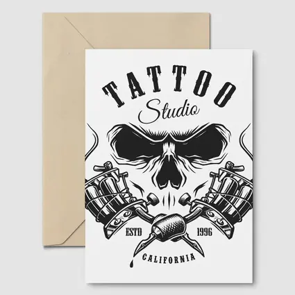 Tattoo Studio Skull Crossed Machines California