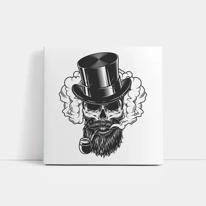 Bearded Skull Top Hat Smoke Clouds