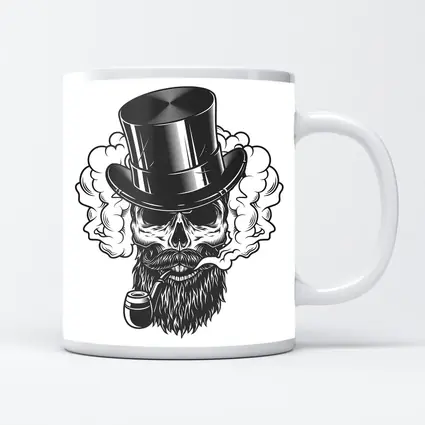 Bearded Skull Top Hat Smoke Clouds